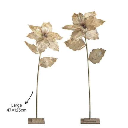Bulk 4 Xmas Champagne Luxe Poinsettia Lrg 47x47x125cm