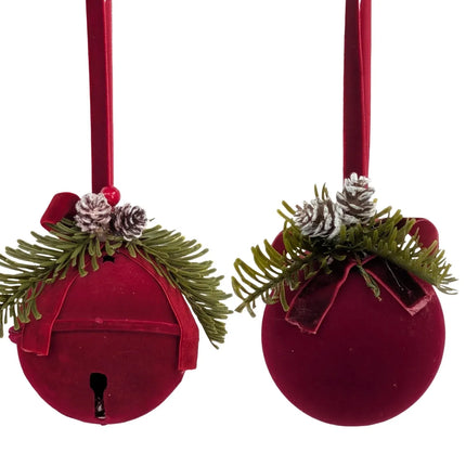 Bulk 24 Xmas Burgundy Velvet Bauble Hanger 10x22x8cm 2 Asst