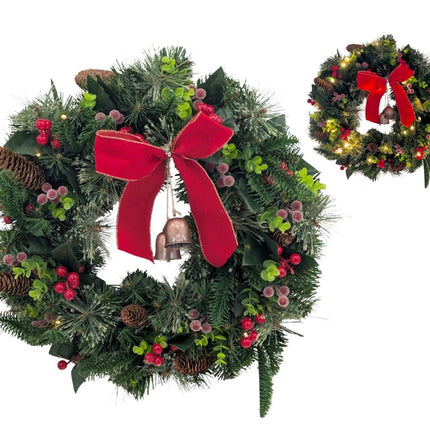 Bulk 3 Xmas Led Light Up Wreath 45cm
