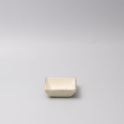 Sauce Dish Square 9cm Natural with Brown Edge