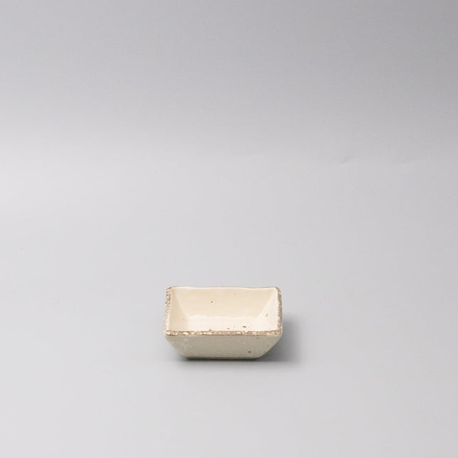 Sauce Dish Square 9cm Natural with Brown Edge