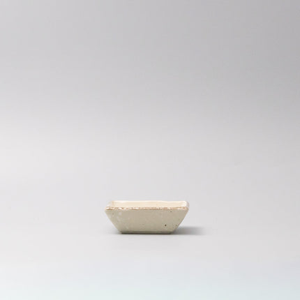 Sauce Dish Square 9cm Natural with Brown Edge