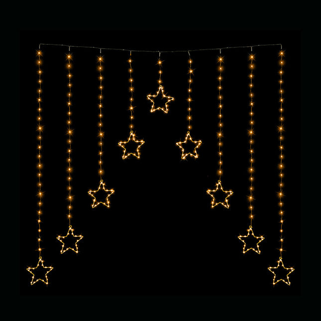 LED Wire Star Curtain Gold Lights