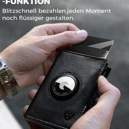 NNEOBA Mens Blocker Wallet - Genuine Leather Wallet with Coin Pocket, Black