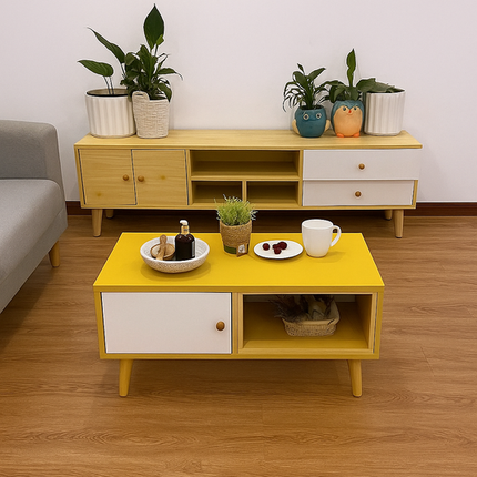 NNECN Modern Living Room TV Stand Table Set