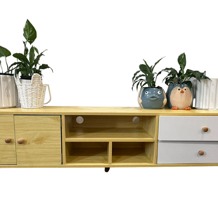 NNECN Two-Doors, Two-Drawers Wooden TV Cabinet