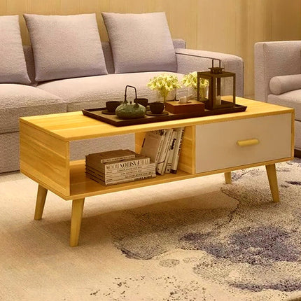NNECN Coffee Table with Storage Drawer and Open Shelf