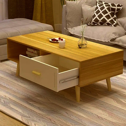 NNECN Coffee Table with Storage Drawer and Open Shelf