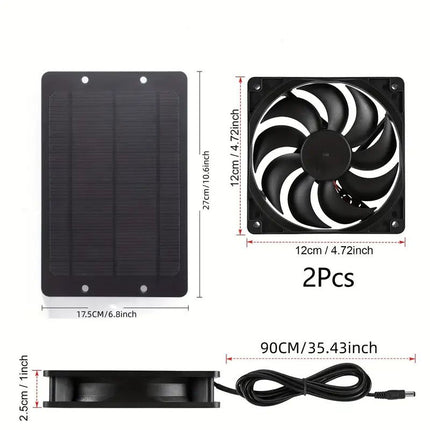 Solar-Powered Electric Ventilator - 10W/12V Dual Fan Pack