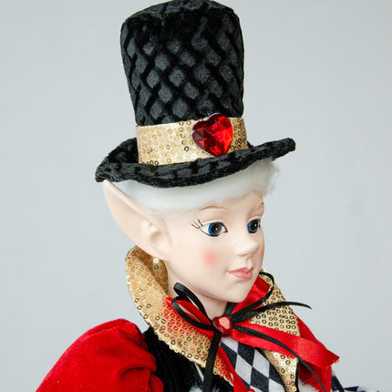 LUXURY CHRISTMAS CAROLLER ELF BLACK/RED 65CM