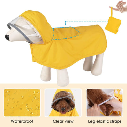 XXL Orange Reflective Adjustable Pet Raincoat with Hood - Waterproof Dog Jacket, Adjustable Dog Poncho for Outdoor Protection