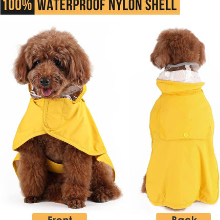 XXL Orange Reflective Adjustable Pet Raincoat with Hood - Waterproof Dog Jacket, Adjustable Dog Poncho for Outdoor Protection