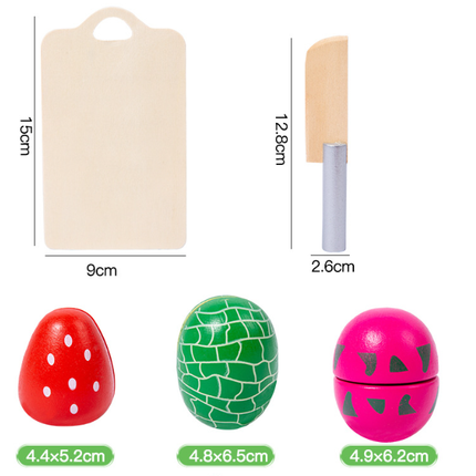 Kids Wooden Fruit Cutting Toy Set - 8 Fruits, Knife, and Cutting Board, 18x15cm Storage Container