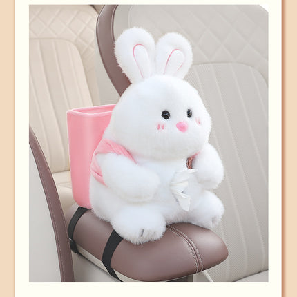 Adorable White Rabbit Tissue Holder for Car - Plush Toy with Storage