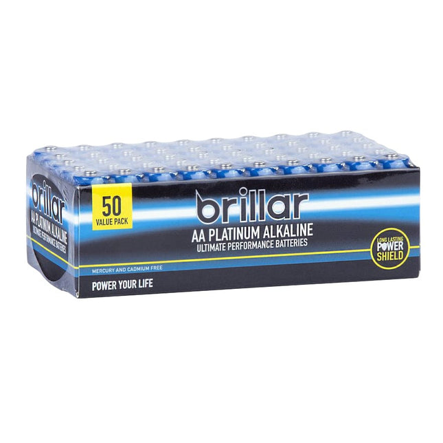 50 Pcs Brillar AA Platinum Alkaline Batteries