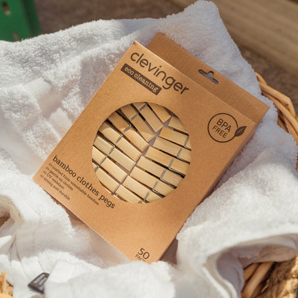 100 Pcs Eco Bamboo Clothes Pegs