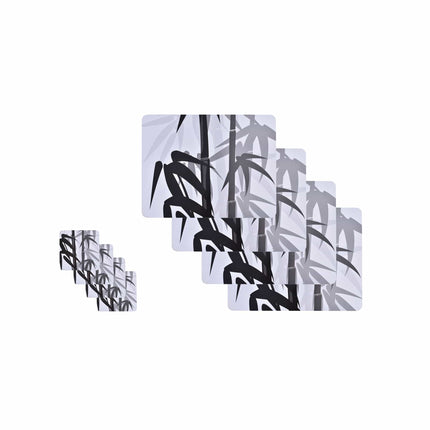 8 Pcs Clevinger MDF Placemats and Coasters Bamboo