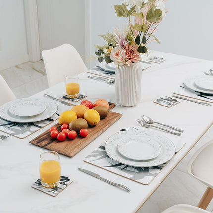 8 Pcs Clevinger MDF Placemats and Coasters Bamboo