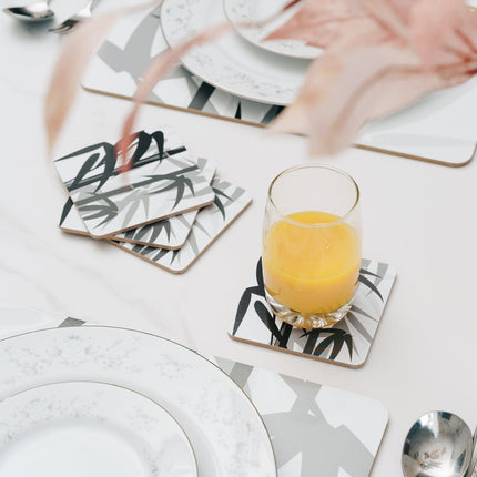 8 Pcs Clevinger MDF Placemats and Coasters Bamboo