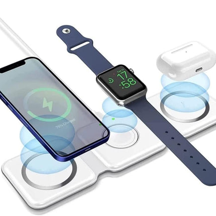 3 in 1 Wireless 15W Qi Fast Charging Foldable Station for Apple Mag Safe