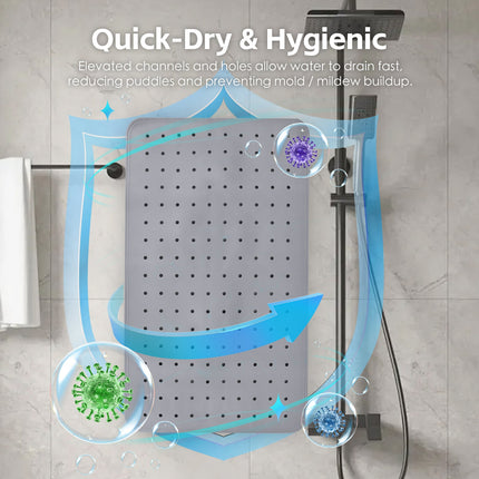 2Pack 70×40 cm Anti‑Slip Grip Shower Mat Quick‑Dry Bath Mat with 100+ Suction Cups