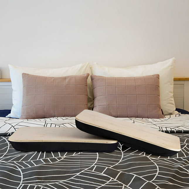 2 Pcs Portable Bamboo Lap Tray Workstation – Bamboo/Plywood Top, Soft Micro-Bead Base