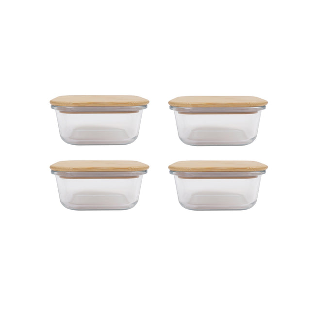 4 Pcs Bamboo Food Container - Medium