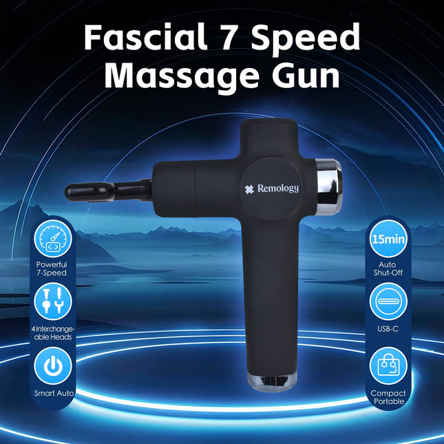 Remology Impact Therapy 7 Adaptive Speed USB-C Fascial Massage Gun with 4 Heads