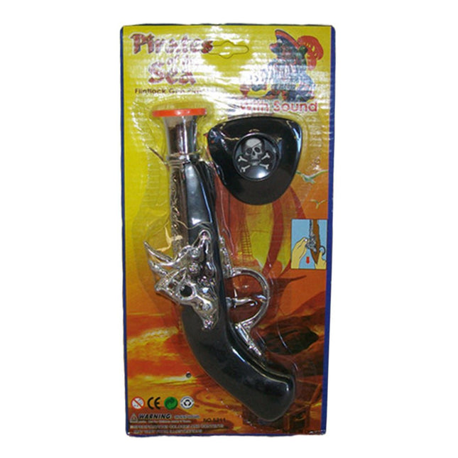 2x Toy Pirate gun & eyepatch sets