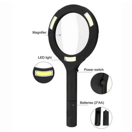 LED Magnifying Glass with COB Light-250 Lumens Glass Lens Ergonomic Handle