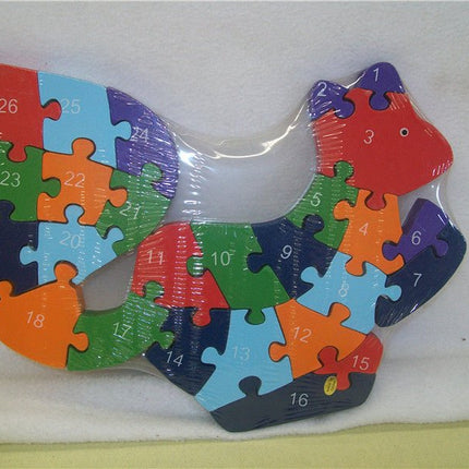 WOODEN ANIMAL PUZZLES ALPHABET AND NUMBER ASSORTED - Snake