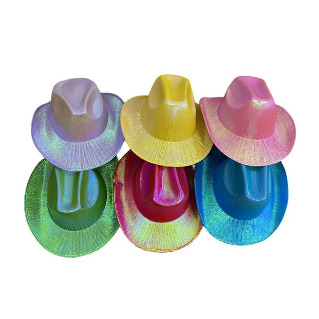 Holographic Cowboy Party Hat (Adult Size) - Blue