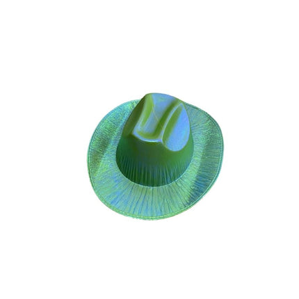 Holographic Cowboy Party Hat (Adult Size) - Green