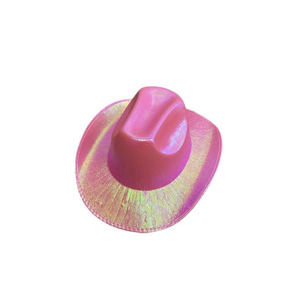 Holographic Cowboy Party Hat (Adult Size) - Rose