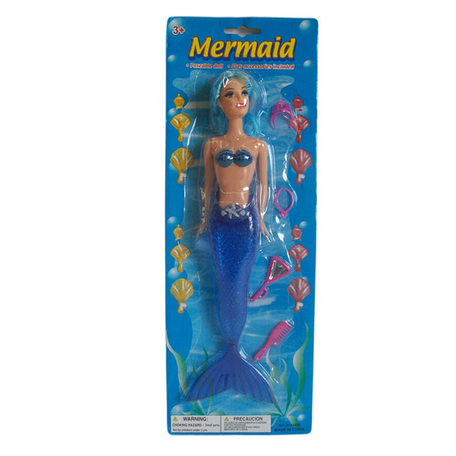 2x Mermaid doll on card - Blue