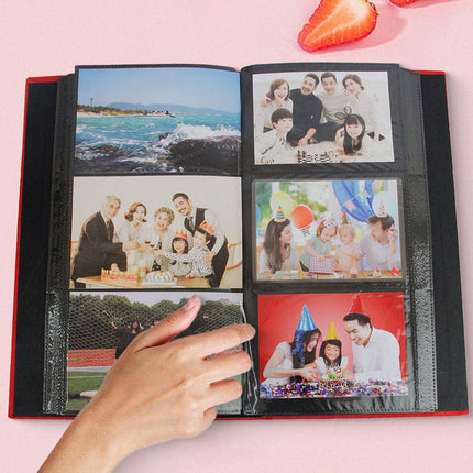 Photo album with luxurious cover Assorted colours Large 300 PCs 6 Inch - Red