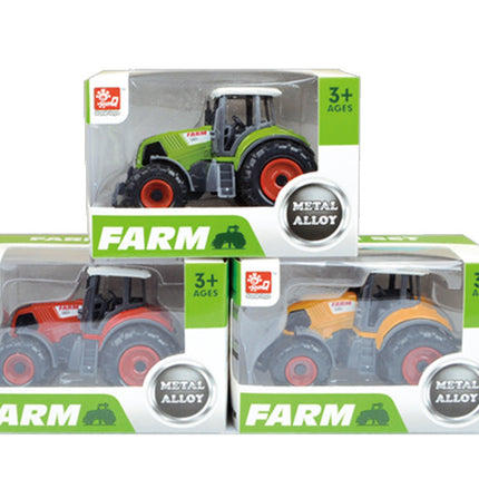 3x DIECAST METAL FARM TRACTORS RED YELLOW GREEN