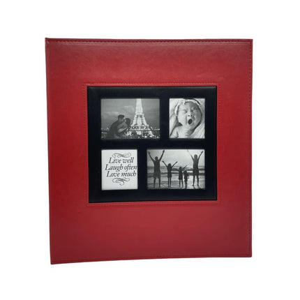 Extra Large 600-Pocket Leather Photo Album - Red