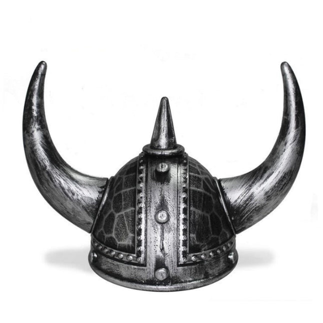 Viking Helmet Medieval Viking Horned Hat Warrior Costume Hat Cosplay-Silver Black