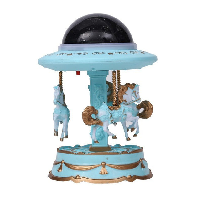 Blue Music Box Musical Carousel Horse LED Carousel Toy Child Birthday Xmas Gift