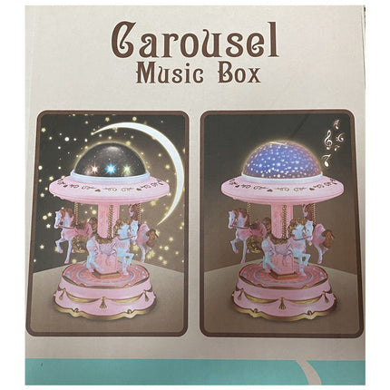 Pink Music Box Musical Carousel Horse LED Carousel Toy Child Birthday Xmas Gift