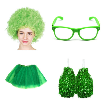 School house carnival colour celebrates kit Wig Glasses Tutus and Pom Poms - Red
