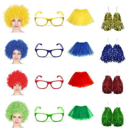 School house carnival colour celebrates kit Wig Glasses Tutus and Pom Poms - Yellow
