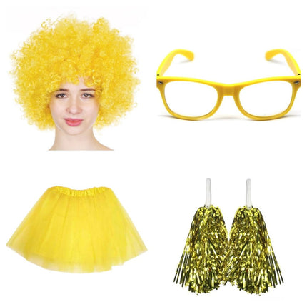School house carnival colour celebrates kit Wig Glasses Tutus and Pom Poms - Yellow