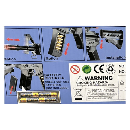Electric Toy Machine Gun – Battery Operated with Flashing Lights, Sound & Infrared Ray – Pretend Play Gun with Scope & Spinning Barrel – Ages 8+
