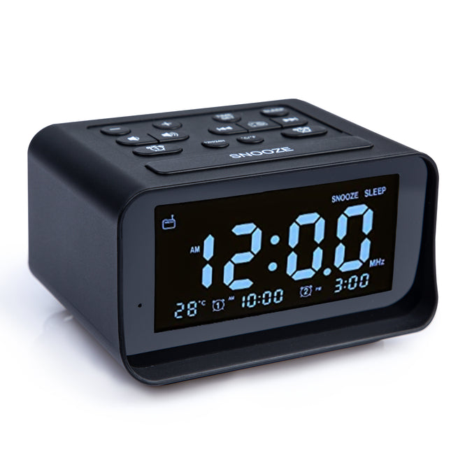Bluetooth Alarm Clock with Thermometer - Black