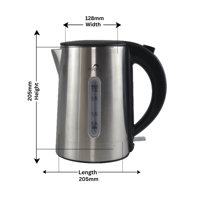 1.0L Brushed Silver Stainless Steel Kettle