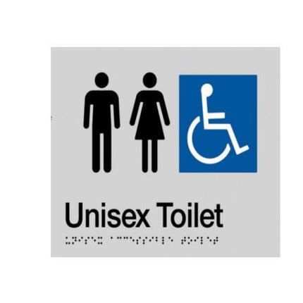 Unisex Toilet Braille Sign Silver/Black