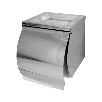 SS Single Toilet Roll Holder with Shelf
