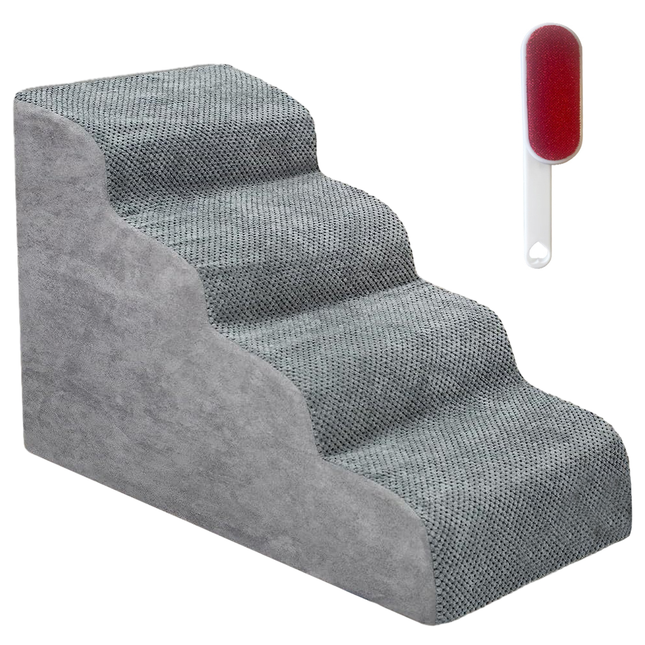 Non-Slip 4 Tiers Dog Ramp/Step/Stair Foam Dog Steps for High Beds or Couches
